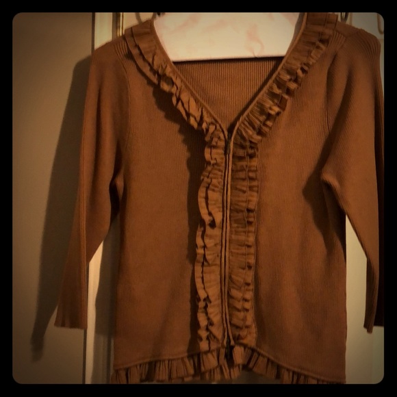 Nvgard Tan ruffle zip up cardigan - Picture 1 of 5